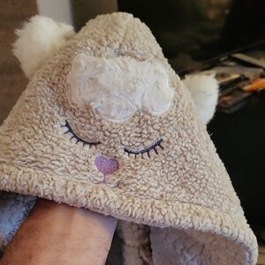 Adorable Beige Bear Kids Hooded Nightgown